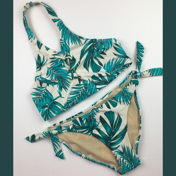 Old Navy Other - Old Navy Tropical Palms Blue/Green Bikini XS